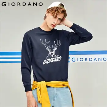 

Giordano Men Sweatshirts ZMON Series Printed Ribbed Crewneck Sweatshirt Pullover Long Sleeves Sudaderas Hombre 91090034