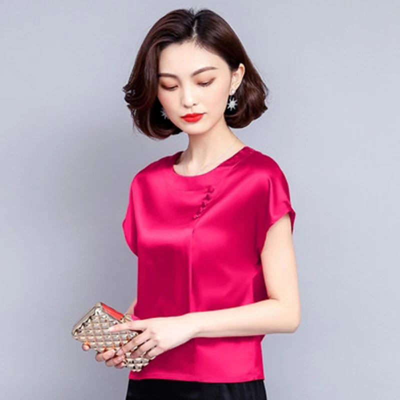 

Fashion Woman Blouses 2020 Chiffon Blouse Shirt Women Summer Shirts Solid Silk Plus Size 3XL 4XL Chiffon Shirt Women Blusas