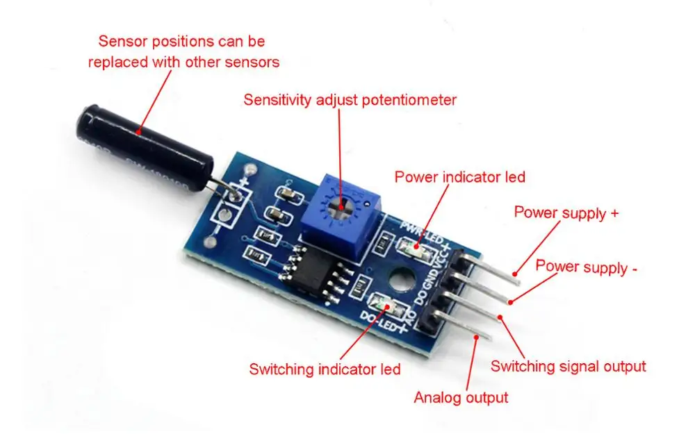 Модуль вибрационного датчика модуль переключателя сигнализации для arduino Diy