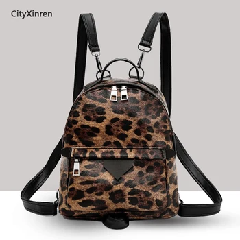 

Multipurpose female backpack PU leather casual snake print backpack 2020 new leopard wild fashion school bags for teenage girls