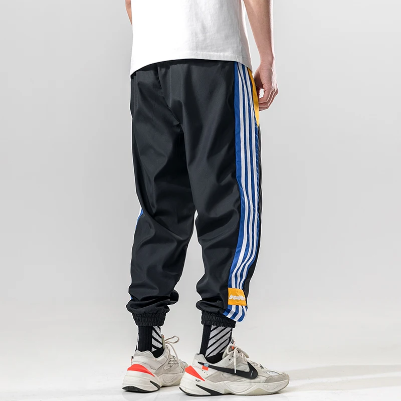 Yasword Men Pants Trousers Straight Ankle-Length Solid Color Casual Fashion Loose Male Elastic Waist Clothing Streetwear