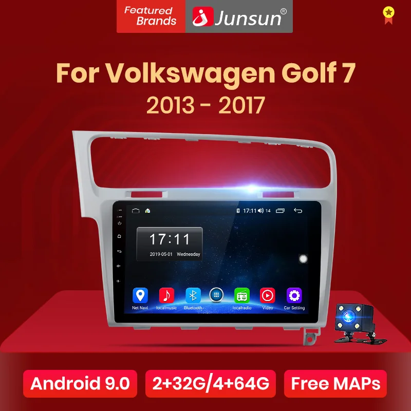 Junsun 2G+ 32G для Volkswagen Golf 7 Android 9 2013- Авто 2din Радио стерео плеер Bluetooth gps навигация нет 2din dvd