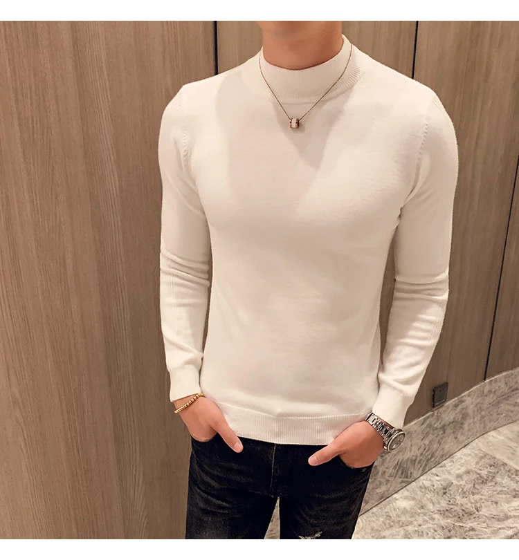 Liketkit, мужские свитера,, мужская повседневная водолазка, однотонный хлопок, тонкая трикотажная одежда, мужские пуловеры для фитнеса, джемпер, осень
