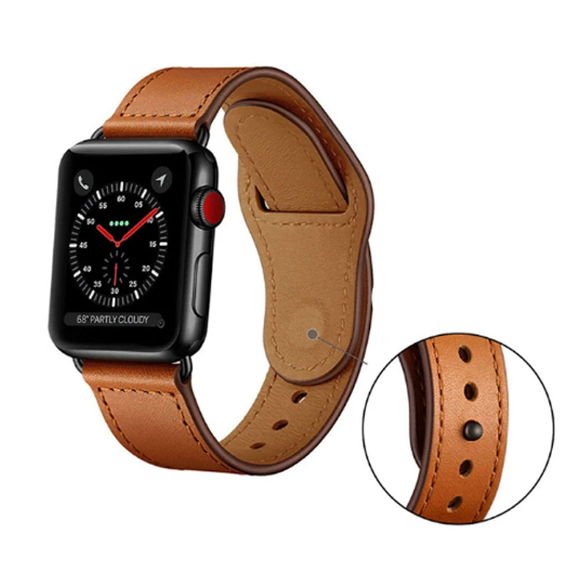 Ремешок из натуральной кожи для apple watch band 42/38 мм браслет 4 44/40 iwatch series 3/2/1|Ремешки
