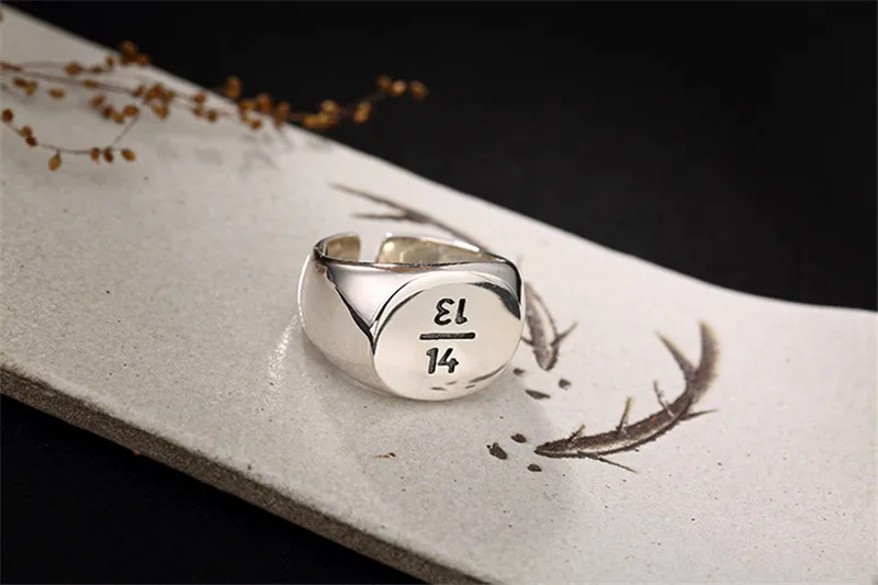 V.YA, S925 Стерлинговое Серебро, гладкое, простое кольцо для мужчин и женщин, 1314, выгравированное, Ретро стиль, кольцо для влюбленных, серебряное, простое украшение