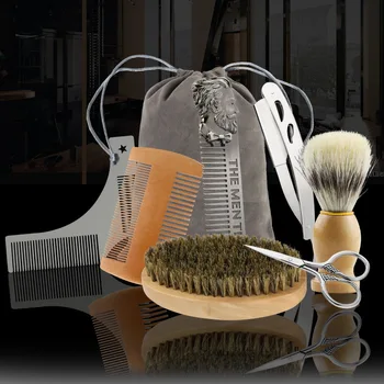 

7pcs/set Beard Brush Comb Mens Mustache Hair Care Grooming Kit Shears Scissors Beard Shaping Tool G0310