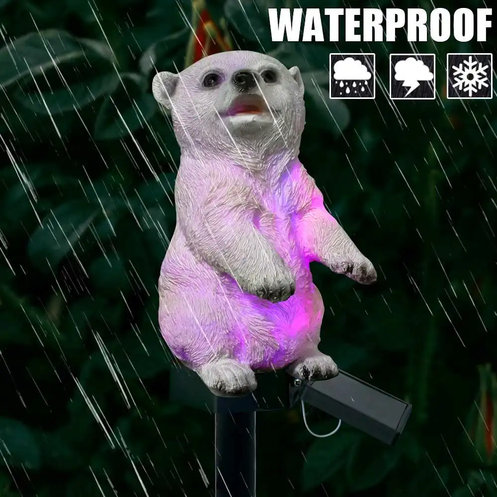 Owl Polar bear Solar Light with Solar LED Panel Outdoor Waterproof IP67 Home Yard Garden Night Lights Animal Lawn Landscape Lamp