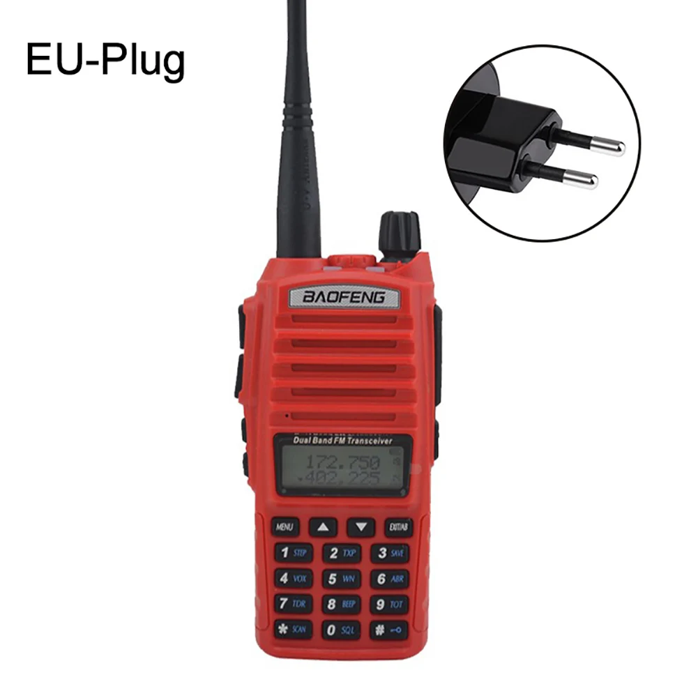 Рации Baofeng-BF-UV82 5 Вт 400-520 МГц иди и болтай Walkie Talkie “иди и מכשיר קשר Открытый Ручной двухдиапазонный двухстороннее радио FM Радио Рация для переносного приемо-передатчика niño - Цвет: Red EU