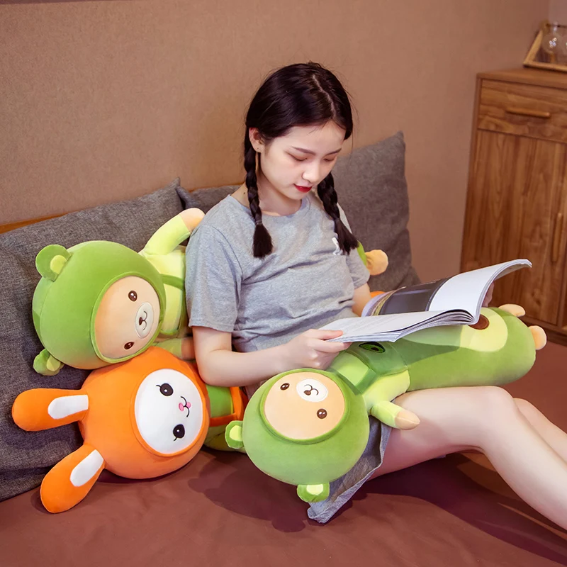 Cute Soft Long Rabbit Bear Boyfriend Pillow Plush Toys Stuffed Carrot Avocado Pause Office Nap Sleep Pillow Cushion Girls Gifts