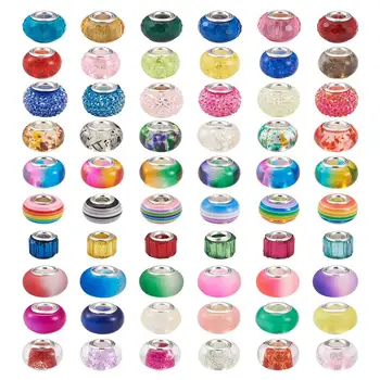 

100pcs/box European Beads Large Hole Beads Silver Color Cores For Jewelry fashion bueatiful Bracelet Handmade Making