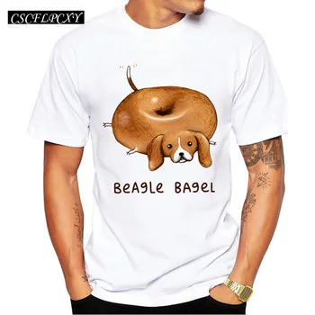 

2019 Newest Men Beagle Bagel T Shirt Short Sleeve Dog Donut Printed T-shirt O-Neck Tops Fashion Tee Shirts