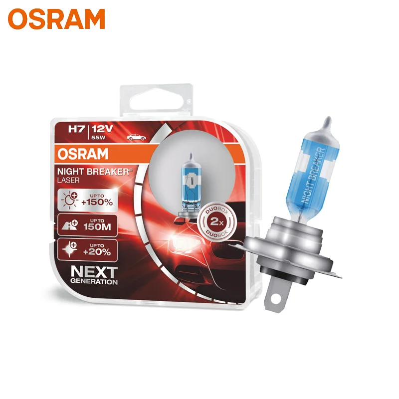 OSRAM H7 64210NL Halogen Night Breaker Laser Next Generation 12V 55W +150%  Bright White Car Original Headlight Genuine Lamp Pair - AliExpress