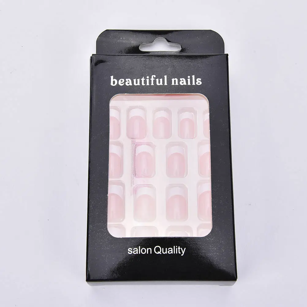 Natural False Acrylic UV Gel Half French Nail Art Tips Tools Set