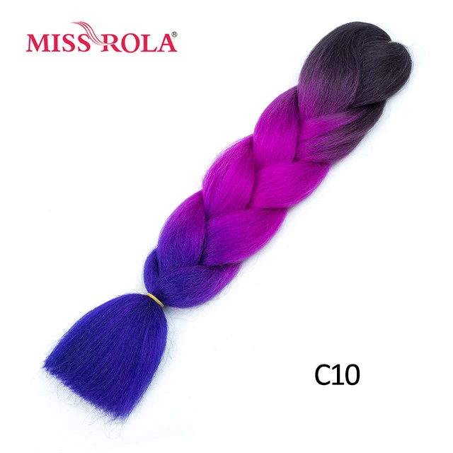 Miss Rola Synthetic Support Wholesale 100g 24 Inch Jumbo BraidsPink Green Yellow High Temperature Fiber Ombre Hair Extensions C10