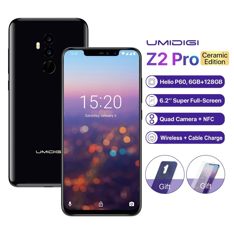 UMIDIGI Z2 Pro Ceramic Edition 6GB 128GB Smartphone 6.2" Helio P60 Android 4G LTE NFC Wireless Charge Fingerprint Mobile Phone best poco mobile