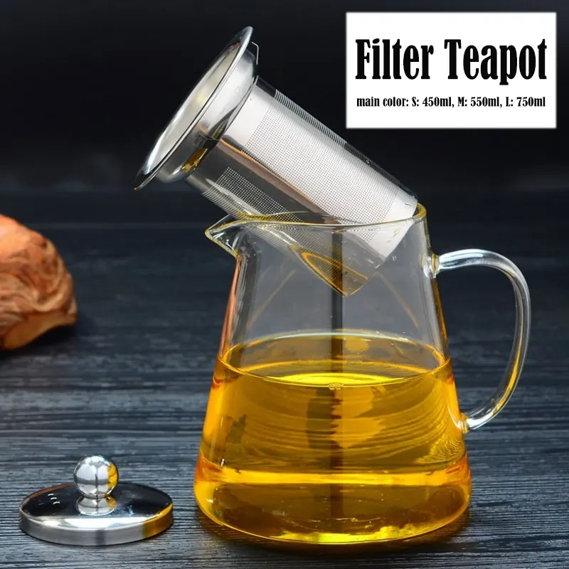 Economic Teapot Coffee Water Glass Heat Resistant Kettle Drinks Fruit Juice Restaurant Home Strainer Kitchen