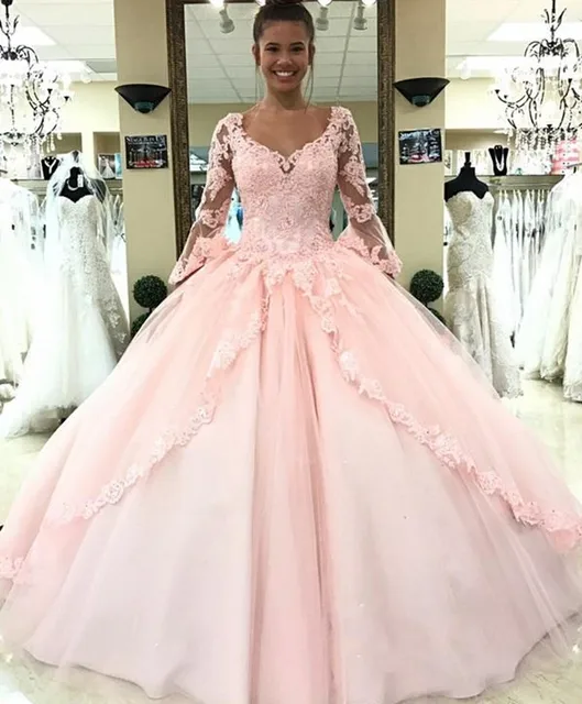 soft pink long sleeve dress