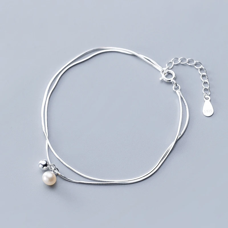 MloveAcc S925 браслет из стерлингового серебра нежный уникальный двухслойный браслет из змеиной цепи женские модные ювелирные изделия из серебра