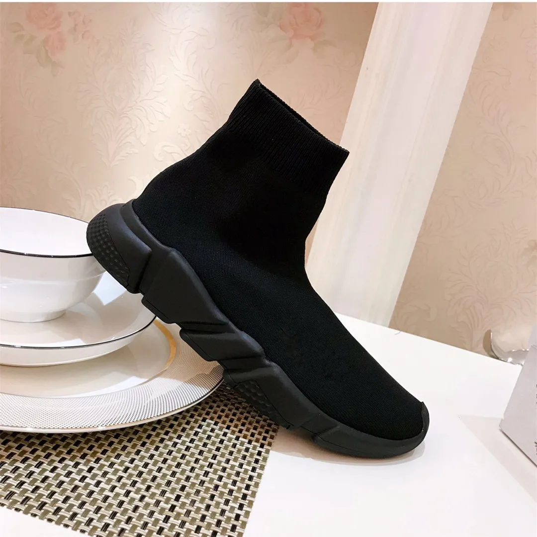 All Black Носки, обувь, скоростные кроссовки, трехцветная подошва, обувь, эластичные трикотажные кроссовки, текстурированная подошва, Высококачественная Брендовая обувь - Цвет: All Black