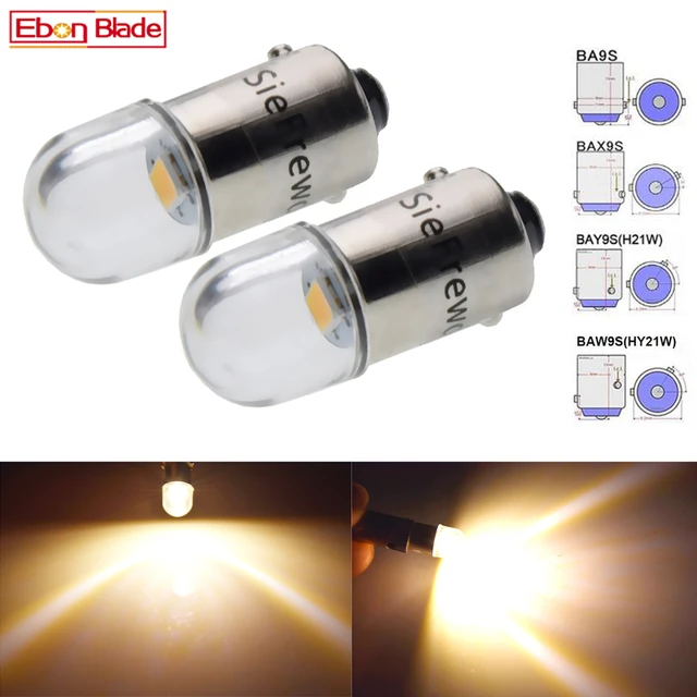 Bombilla Led para Interior de coche, luz blanca cálida de 6V, 12V, 24V,  BA9S, T4W, BA9S