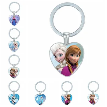 

Frozen Time Stone Key Chain Aisha Anna Cartoon Princess Series Heart Key Chain Pendant