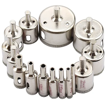 

Yalku Hot Sale 15Pcs Diamond Coated Core Hole Saw Drill Bit Set Tools for Tiles Marble Glass Ceramic