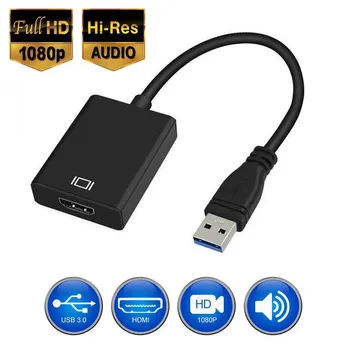 

Beautyss USB 3.0 To HDMI Adapter HD 1080P Video Cable Adapter Converter with Audio Output