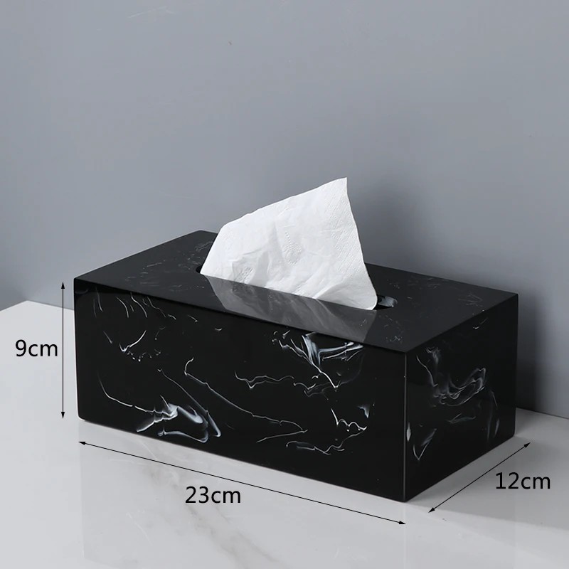 European Style Marble Pattern Paper Box Resin Material Tissue Box Simple Living Room Coffee Table Creative Napkin Paper Box 6