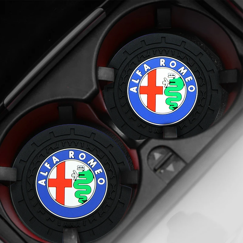 

Car Alfa Logo Coaster Non-Slip Cup Pad Anti-slip Mat for Alfa Romeo Brera 147 156 159 166 GT Giulietta Mito Auto Badge Goods