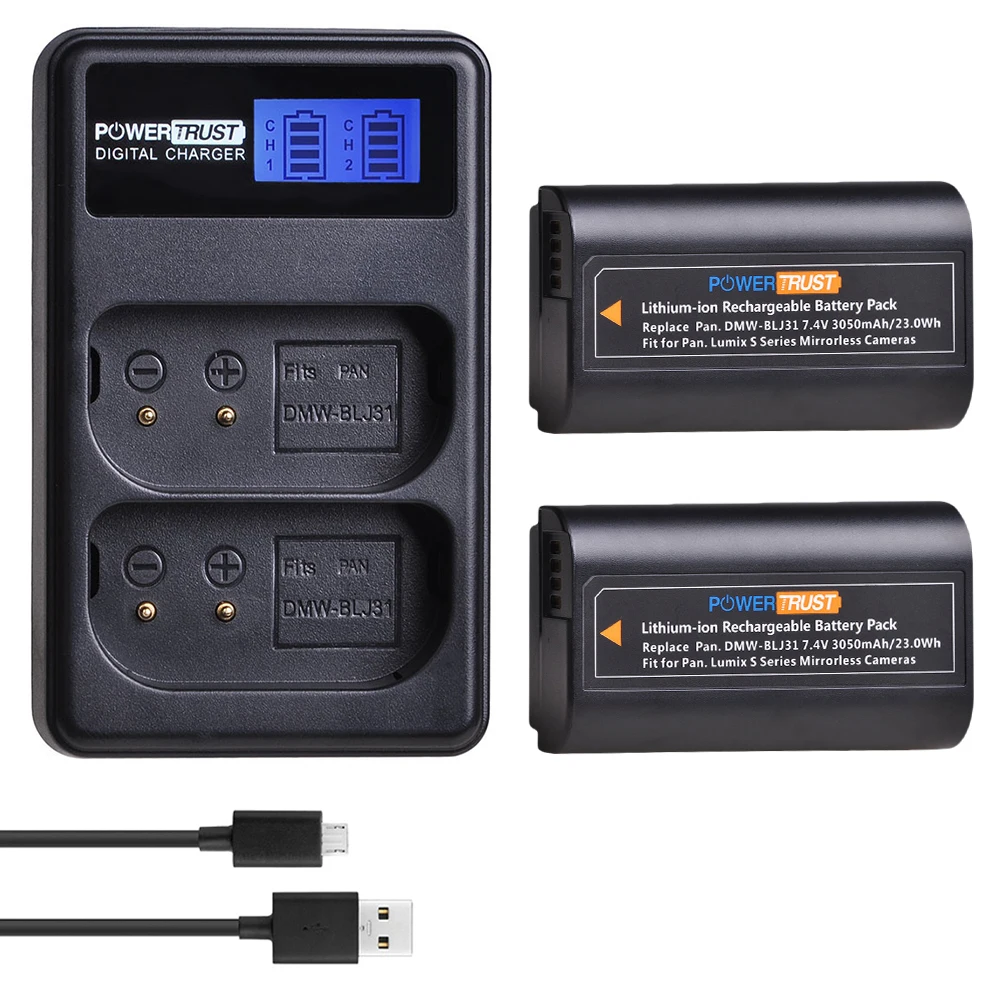 2Battery Set 2x7,4 V 3050mAh DMW-BLJ31 DMWBLJ31 BLJ31 батарея+ lcd USB двойное зарядное устройство для камер Panasonic LUMIX S1, S1R, S1H, LUMIX серии S - Цвет: 2Battery Set
