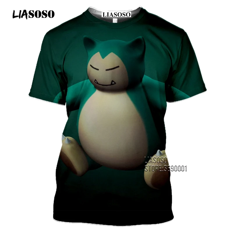 Japan Cartoon Snorlax T shirts Men 3D Print Kawaii Pokemon Tshirt Summer Casual Harajuku Shirt Fitness Hip Hop Tops Streetwear (15)