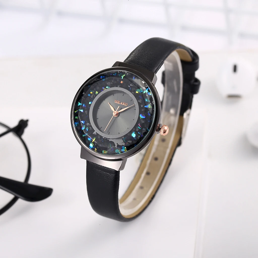 Reloj Mujer роскошные женские часы кварц Стразы Часы YOLAKO бренд Для женщин кожа перемещение с бриллиантами часы Relogio Feminino