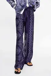 Весна 2019, новый стиль, западный стиль, эластичный пояс, позиционирование, принт, свободный крой, свободные штаны, женские штаны X8023