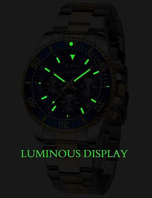 Модные мужские часы от известного бренда BIDEN, Роскошные водонепроницаемые часы из нержавеющей стали, мужские кварцевые часы, спортивные наручные часы с хронографом