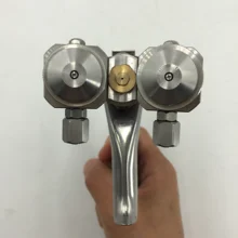 Двойной головкой мини-распылитель высокого Давление хром Краски Аэрограф, пистолет-распылитель