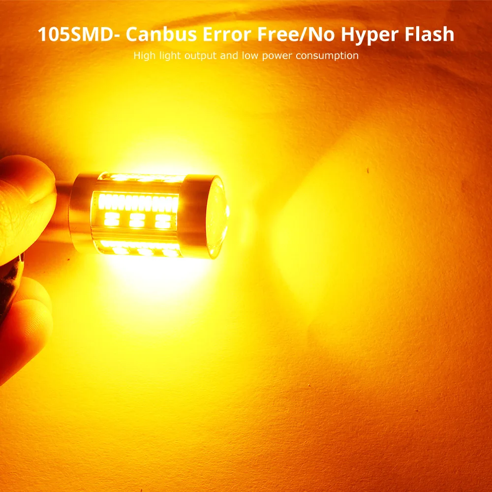 2 шт./компл. Автомобильный светодиодный сигнальный фонарь 1156 T20 BA15S 105SMD 4014 лампочка Золотой Желтый автомобильный сигнал поворота обратный тормозной Свет 18 Вт 12 В/24 В