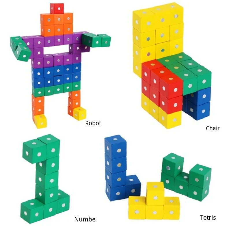  Children's color magnetic cubic wooden children's enlightenment mathematics teaching aids magnetic  - 4000354349580