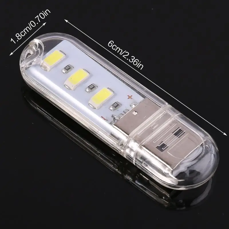 Portable Keychain USB Power 3 LED White Night Light U Disk Shape Lamp Cover Q0KF | Лампы и освещение