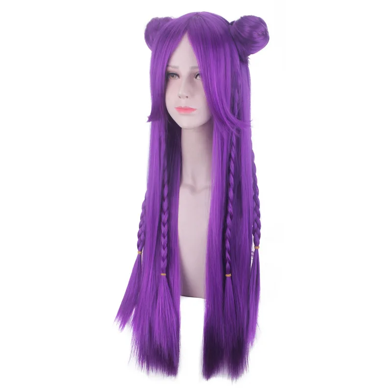  wig Game Character LOL K/DA Kaisa Cosplay Wigs 80cm Long Purple KDA Heat Resistant Synthetic Hair P