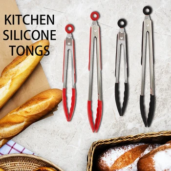 

2Pcs Silicone Tongs BBQ Grilling Food Tong Cooking Utensils Non-Stick Kitchen Salad Tools Barbecue Accessories Utensilios Cocina