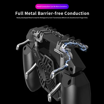 

Mobile Game Controller Phone Cooler,Six Finger All-In-One Gamepad Mobile Gaming Trigger Joystick for IOS Android Phones