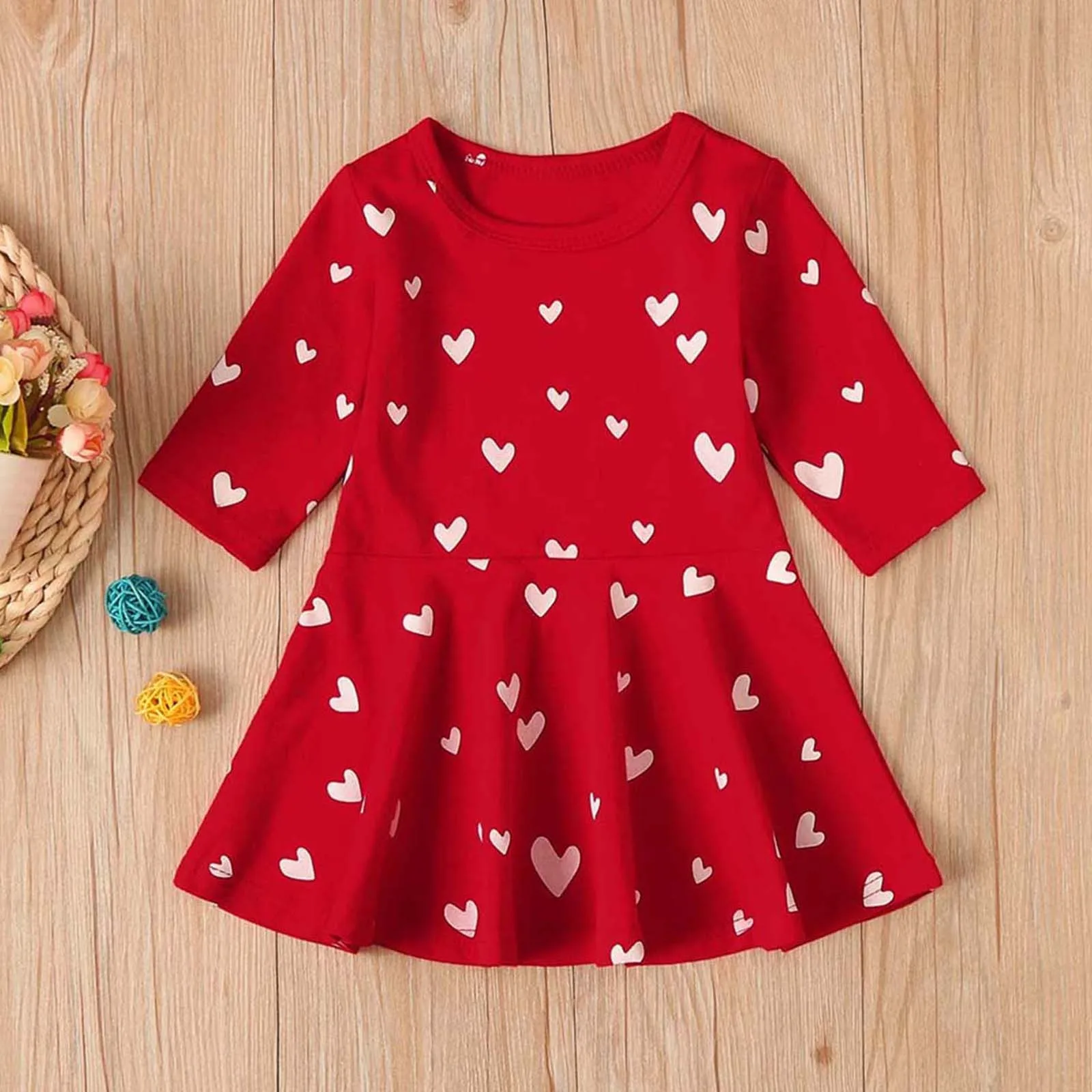 1 6 Years Toddler Baby Girl Valentines Day Dress Heart Print Princess