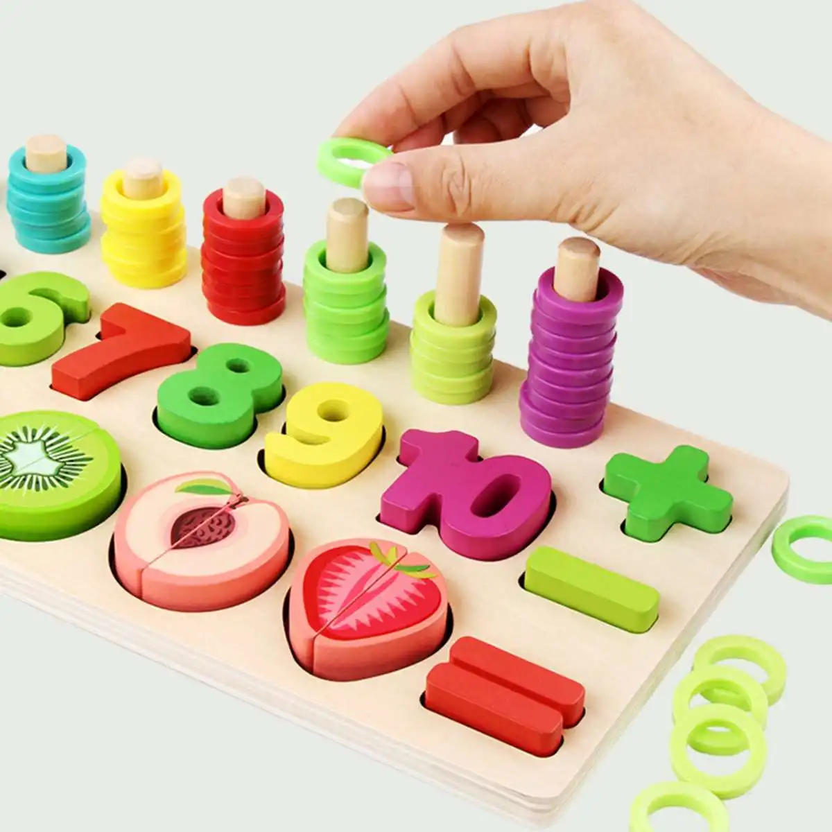 Children Wooden cut fruit Toys kids 3 in 1 Count Numbers Matching Fruits Educational Teaching Math Montessori Gift
