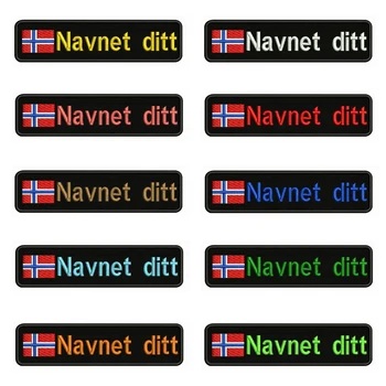

Norway Flag Embroidery Custom Name Text Patch Stripes badge Iron On Or Sew On Or Velcro Backing Patches For Clothes Backpack Hat