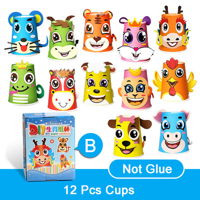 Children 3D DIY handmade Paper Cups Sticker Material Kit Whole Set Kids Kindergarten School Art Craft Educational Toys ZXH