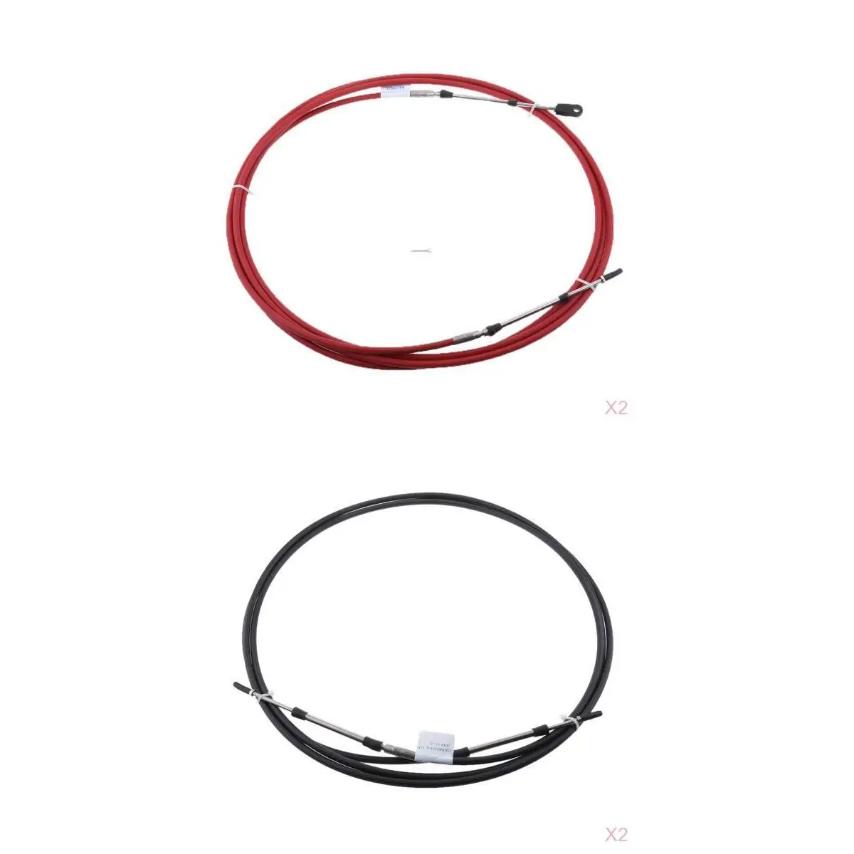 4-Piece Boat Throttle Cable, Universal 8Ft Marine Control Lever Shift Cable Great for Yamaha Outboard Red/Black