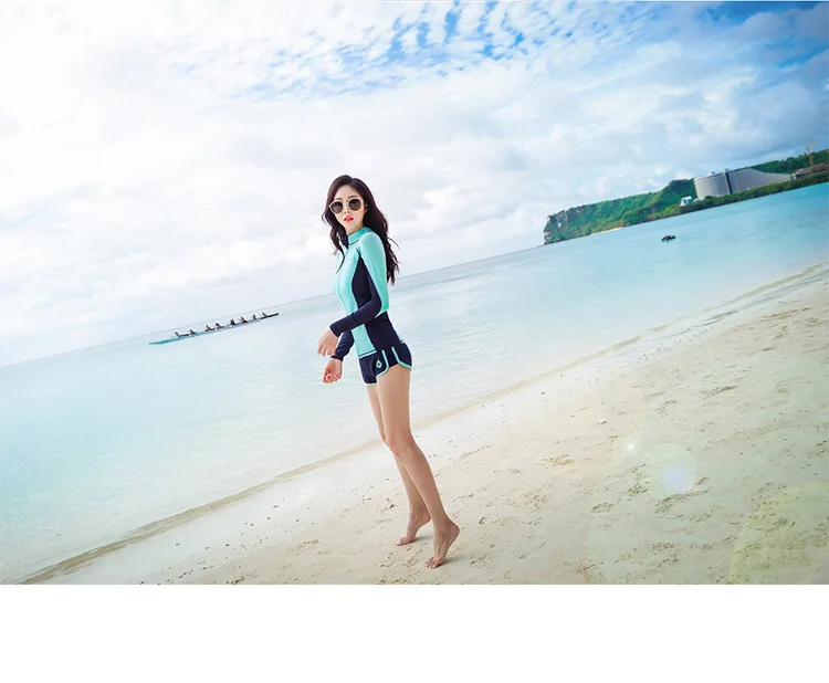 Южная Корея водолазный костюм на молнии Сплит Тип с длинным рукавом брюки купальник солнцестойкий Сноркелинг костюм быстросохнущие пары мужчины и