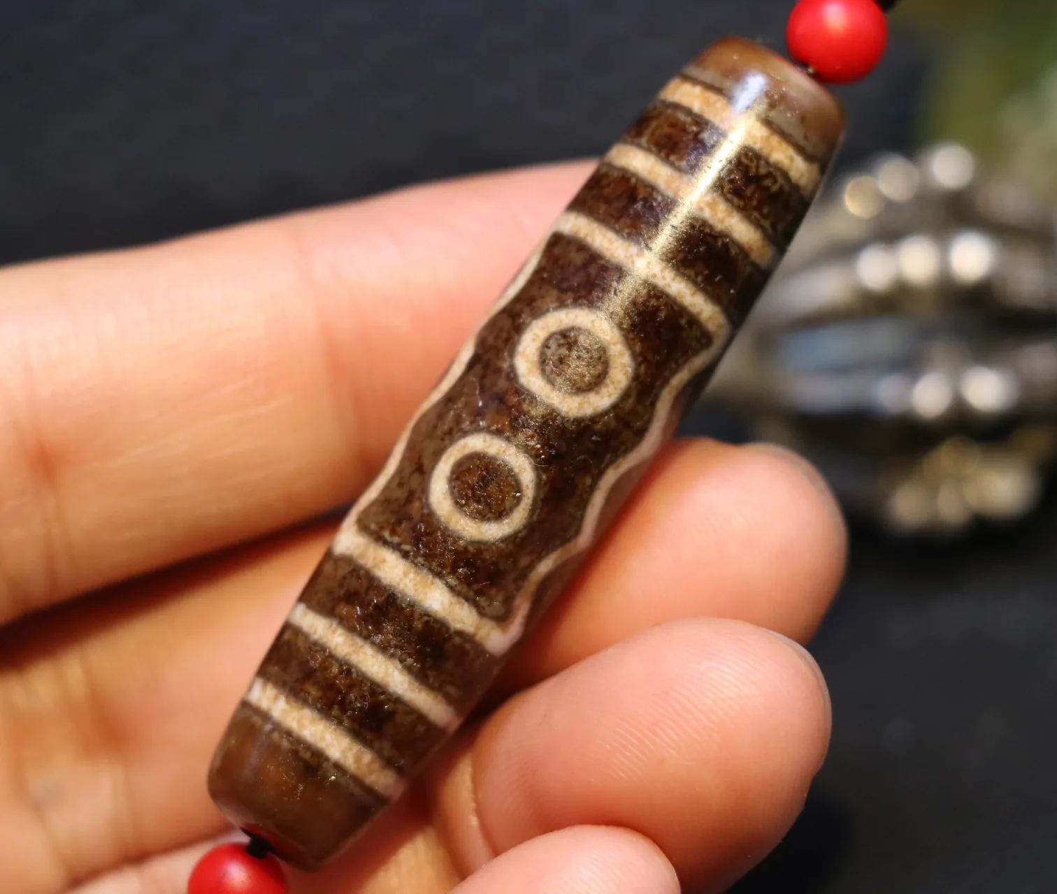 

LKbrother Talisman Treasure Unique Magic Energy Tibetan old Agate 6 Eye dZi Bead Totem Amulet Pendant 4A UPD21028H8