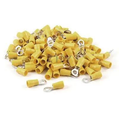 

100 Pcs RV5.5-5 Yellow Pre Insulated Ring Terminals for AWG 12-10 Wire