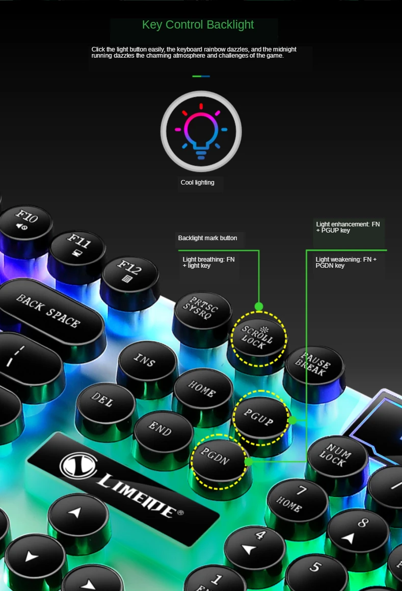 GTX300 Typewriter Keyboard and Mouse Set Punk Retro Keyboard Backlit Game USB Wired Keyboard and Mouse Set for PC Desktops